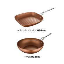 Ensemble poêle grill et wok Ø28 cm San Ignacio - Bronze - Voir 2