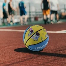 1pc Standard Size 5 Blue And Yellow Astronaut PU Basketball - Blue - View 3