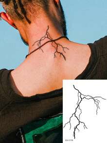 1 pieza Tatuaje temporal lavable, diseño de grietas, adecuado para líderes de moda - Negro - Ver 1