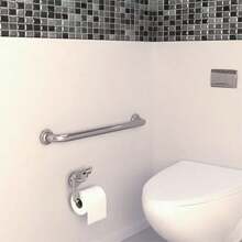 Alça Apoio Barra Inox 30cm Banheiro Deficiente Idoso Cadeirante Acessibilidade - Prata - Visão 6