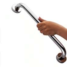 Alça Apoio Barra Inox 30cm Banheiro Deficiente Idoso Cadeirante Acessibilidade - Prata - Visão 3