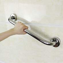 Alça Apoio Barra Inox 30cm Banheiro Deficiente Idoso Cadeirante Acessibilidade - Prata - Visão 1