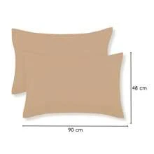 2 King Size Cotton Pillowcases In Various Colors - Beige - View 2