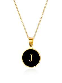 優雅精美的O形鍊環26個字母項鍊吊墜，金色簡約項鍊，適合作為女孩的節日生日禮物，不鏽鋼珠寶