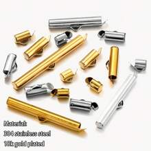 10pcs 304 Stainless Steel Crimp End Cap Slider Clasp Tube Daily Making DIY Jewelry Accessories Bracelet Necklace Connector