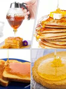 1入壓式塑膠蜜蜂甜點器，帶有漏斗形狀的防漏底座醬油瓶