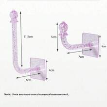 1入組閃亮水晶膠粘掛鉤，多功能浴室毛巾掛鉤，無需鑽孔帽掛，門後門廊儲物掛鉤，家居儲物組織，適用於臥室、廚房、辦公室 - 紫色 - 查看 2