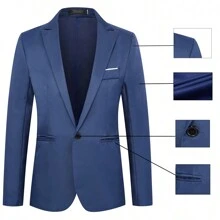 Saco Blazer Hombre Casual Moda Caballero Slim Fit Negro - Negro - Ver 4