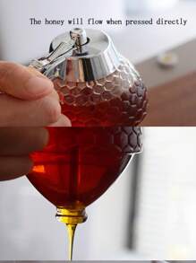 1入壓式塑膠蜜蜂甜點器，帶有漏斗形狀的防漏底座醬油瓶