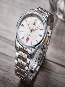 男士商務風格不鏽鋼自動機械手錶，配有玫瑰金表帶，50米防水 - 彩色 - 查看 2