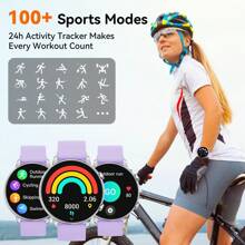 Màn hình tròn HD 1.39 inch, pin 210mAh, đồng hồ thông minh dành cho nữ, thích hợp làm quà tặng cho mẹ, tích hợp chức năng gọi điện (trả lời/quay số), giọng nói AI/trình phát nhạc/theo dõi thể dục, cũng thích hợp để theo dõi hoạt động của phụ nữ, đồng hồ thông minh dành cho nam, nhiều chế độ thể thao, tương thích với Android và iOS. - Màu tím - Xem 5