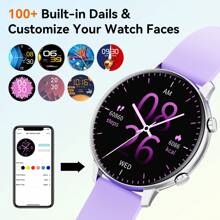 Màn hình tròn HD 1.39 inch, pin 210mAh, đồng hồ thông minh dành cho nữ, thích hợp làm quà tặng cho mẹ, tích hợp chức năng gọi điện (trả lời/quay số), giọng nói AI/trình phát nhạc/theo dõi thể dục, cũng thích hợp để theo dõi hoạt động của phụ nữ, đồng hồ thông minh dành cho nam, nhiều chế độ thể thao, tương thích với Android và iOS. - Màu tím - Xem 6