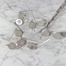 10 piezas/Lote Pendientes largos redondos y huecos de moda en acero inoxidable 304 con cabujón en la parte inferior, accesorios de joyería DIY para hacer joyas diarias - sostenedor del pendiente - Ver 3