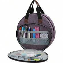 Bolso grande y multifuncional para guardar suministros de bordado, con gran capacidad de almacenamiento para proyectos de bordado - Círculo Púrpura - Ver 3