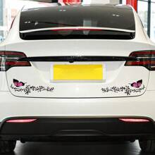 1 pieza Decoración personalizada para auto con patrón de mariposa y flor - Rosa - Ver 4