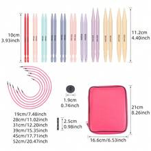 10 Size ABS Plastic Interchangeable Knitting Needle Set Circular Knitting Needles Set -  Pu Bag - Random Color - View 6
