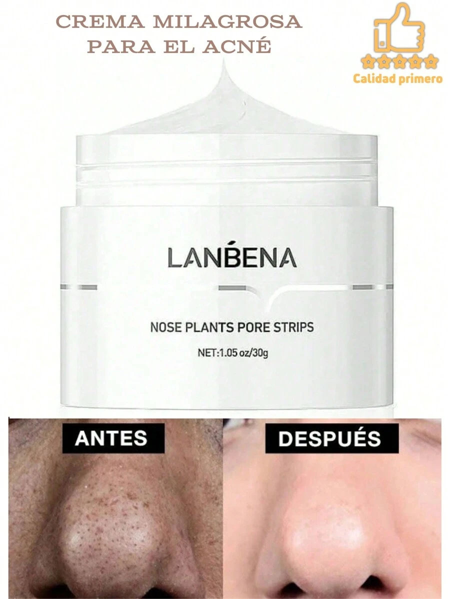 LANBENA removedor de espinillas, tiras de poros nasales para espinillas, mascarilla eliminadora de espinillas para la cara, Puntos Negros, 30g + 60 uds de papel