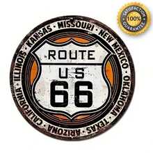 1 PC 8*8 Inch Route 66 Retro Mảng Bám Nghệ Thuật Trang Trí, Hình Tròn Mảng Bám, vòng Hoa Ký, Treo Mảng Bám, Tường/Phòng/Nhà/Ăn Uống/Thanh/Nhà Để Xe/Cửa/Sân Trang Trí, 20*20 Cm - Nhiều màu - Xem 3