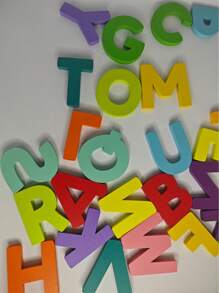 1pc Personalized Wooden Name Puzzle Board, Easter Gift, Name Puzzle, First Birthday Gift, Custom Wooden Name Puzzle Plaque, Unique Name Puzzle Board - Pink Letters - View 6