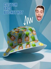 1pc Custom Face Unisex Bucket Hat, Personalized Bucket Hat, Custom Unisex Bucket Hat With Face, Custom Summer Hat For Party, Custom Bucket Hat, Custom Wide Brim Outdoor Summer Cap, Bachelor Party Gift, Valentine Gift, Birthday Gift, Mother's Day Gift, Father's Day Gift, Best Friend Gift, Gift For Mom/Dad, Gift For Her/Him/Girlfriend/Boyfriend - Light Green - View 2