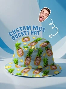 1pc Custom Face Unisex Bucket Hat, Personalized Bucket Hat, Custom Unisex Bucket Hat With Face, Custom Summer Hat For Party, Custom Bucket Hat, Custom Wide Brim Outdoor Summer Cap, Bachelor Party Gift, Valentine Gift, Birthday Gift, Mother's Day Gift, Father's Day Gift, Best Friend Gift, Gift For Mom/Dad, Gift For Her/Him/Girlfriend/Boyfriend - Light Green - View 3