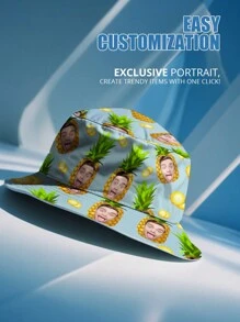 1pc Custom Face Unisex Bucket Hat, Personalized Bucket Hat, Custom Unisex Bucket Hat With Face, Custom Summer Hat For Party, Custom Bucket Hat, Custom Wide Brim Outdoor Summer Cap, Bachelor Party Gift, Valentine Gift, Birthday Gift, Mother's Day Gift, Father's Day Gift, Best Friend Gift, Gift For Mom/Dad, Gift For Her/Him/Girlfriend/Boyfriend - Light Green - View 4