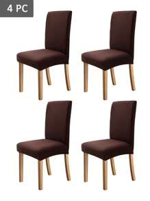 2/4/6pcs Solid Color Chair Covers, Elastic Dining Chair Protector, Home Decor Stool Covers - Coffee Brown - View 5