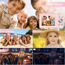 Nicamery New 44MP Digital Camera, Suitable For Photography With Auto Focus, 16X Digital Zoom 1080P FHD Vlogging Video Recording, Portable Compact Camera With 2 Batteries And Battery Charger (Plug Not Included) - Pink - View 8