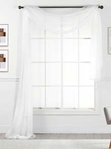 216" Long Sheer Window Curtain Valance/Scarf Great Value 25 Colors - Putih - View 1