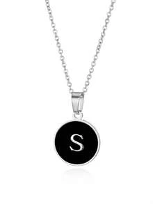 優雅精美的O形鍊環26個字母項鍊吊墜，金色簡約項鍊，適合作為女孩的節日生日禮物，不鏽鋼珠寶