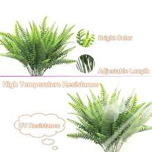 UV Resistant Lifelike Artificial Boston Fern, Plastic Greenery Shrubs For Indoor Outdoors, Faux Ferns Fake Ferns Artificial Plants, Fake Boston Fern For Porch Window Home Decor - Green - View 5