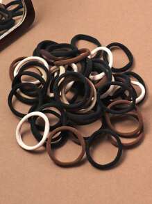 100pcs, 4cm Elastic Hair Ties, Women Solid Color Ponytail Holders, High Stretch Multipurpose Headbands, Suitable For DIY Hairstyles Women Hair Accessories Summer Beach Holiday Essential Accessories - Multicolor - View 4