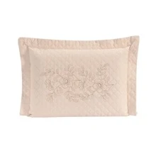 02 Pillowcase EMBROIDERED Flowers Quilted Ultrasonic - 稻草 - 查看 2