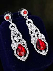 Elegant Rhinestone Water Drop Earrings, Bridal Wedding Party Dress Accessories - Teardrop Earrings - View 6