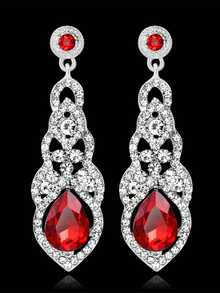 Elegant Rhinestone Water Drop Earrings, Bridal Wedding Party Dress Accessories - Teardrop Earrings - View 5