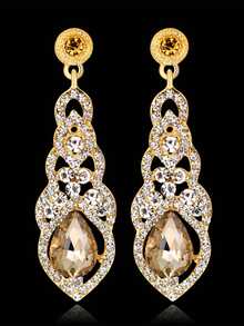Elegant Rhinestone Water Drop Earrings, Bridal Wedding Party Dress Accessories - Teardrop Earrings - View 3