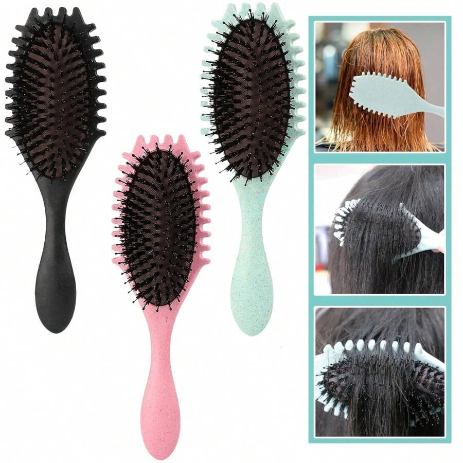 1入捲髮定義刷，捲髮刷，2024最佳捲髮定義造型刷，減少扯髮和卷曲分離，梳通、塑造和定義捲髮，適用於女士和男士的造型工具