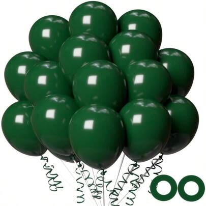 Ballons en latex de haute qualité de 5/10/12/18 pouces de couleur vert mousse pour anniversaire, fête de costume de dinosaure, pendaison de crémaillère, mariage, décorations de fête de Noël (avec rubans verts)