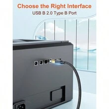 VANAUX印表機線USB A轉B高速印表機線，適用於印表機、掃描儀、傳真機、筆記型電腦、電腦、麥克風、MIDI鍵盤等 - 黑色 - 黑色 - 查看 5