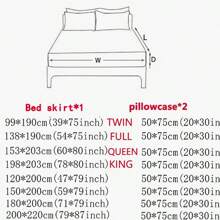 3入組床上用品套裝（1個床裙+2個枕套），公主風格蕾絲邊床裙，適用於卧室飯店家居，可做床罩