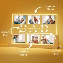 為父親定制的個性化禮物-帶有照片和文字的定制亞克力爸爸牌，8.7x5.9英寸拼貼框架，可選LED-感恩節生日禮物，由女兒兒子送給父親 - DAD - 查看 2