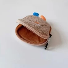 1pc Cute Earphone Storage Pouch, Plush Portable Earphone Protective Case, Bluetooth Earphone Bag,Christmas