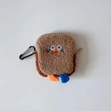 1pc Cute Earphone Storage Pouch, Plush Portable Earphone Protective Case, Bluetooth Earphone Bag,Christmas