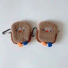 1pc Cute Earphone Storage Pouch, Plush Portable Earphone Protective Case, Bluetooth Earphone Bag,Christmas