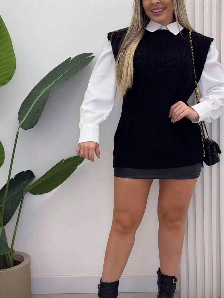 Women Knit Tops - Black - View 1