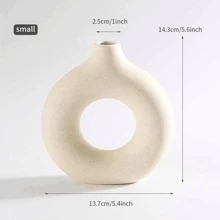 1 件白色陶瓷白色花瓶用于装饰，现代家居装饰花瓶，波西米亚风花瓶用于装饰，圆形花瓶，圆形花瓶，甜甜圈花瓶，装饰花瓶适用于婚礼晚宴桌派对客厅办公室卧室室内装饰，家居装饰，花瓶，中心装饰，桌面装饰 - 黃色 - 查看 10