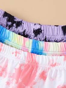 6入組年輕女孩休閒水染短袖T恤和短褲套裝，夏季穿著