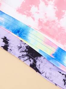 6入組年輕女孩休閒水染短袖T恤和短褲套裝，夏季穿著