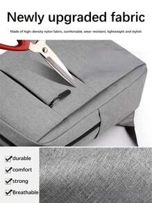 男士商务通勤背包，大容量 15.6 英寸笔记本电脑隔层，多个口袋和外部 USB 充电端口，适合旅行、办公或日常使用，教师圣诞尖叫包侧包书包露营夏季返校沙滩包笔记本电脑包运动生活包徒步旅行包周末包背包旅行必备大包