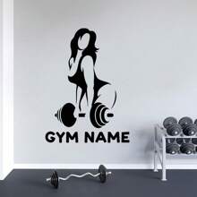 1pc, Gym Wall Decal | Fitness Wall Sticker, Customized Home Decor, Inspirational Art, Motivational Fitness Bodybuilding Gift, Birthday Graduation Gift, Pattern Printing - Black - View 5
